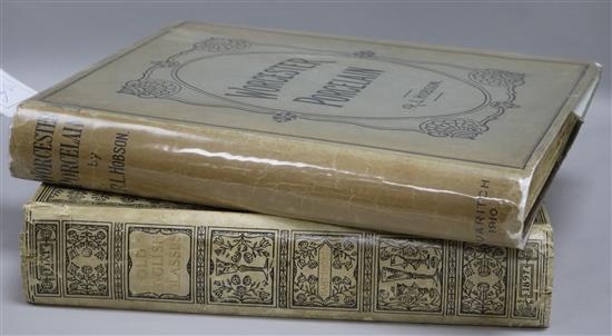 Hartshorne, Albert - Old English Glasses, quarto, half vellum, spine torn and scuffed, together with a Book on Worcester porcelain
